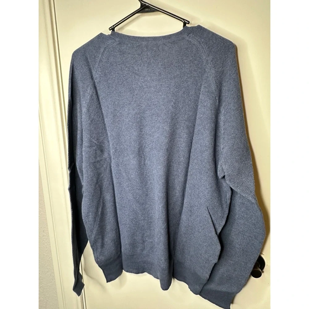 J.Crew Mens 100% Cotton Textured Crewneck Sweater Blue CD617 L NEW
